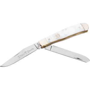 Boker Knives Traditional Series 2.0 Trapper Pocket Knife 3.84" Drop Point, Sheepsfoot D2 Satin Blade Pearl Handle White - Boker Knives