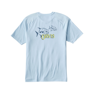 ORVIS Men's Dricast Logo Shirt Blue Mist 2XL
