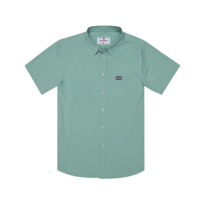 BURLEBO Men's Performance Short Sleeve Shirt Ocean Swell Medium