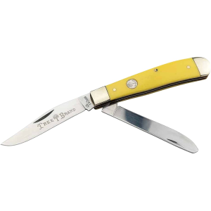 Boker Knives Traditional Series 2.0 Trapper Pocket Knife 3.25" Clip and Spey Point D2 Satin Blade Delrin Handle Yellow - Boker Knives