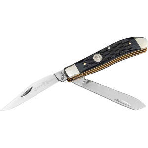 Boker Knives Traditional Series 2.0 Mini Trapper Pocket Knife 2.8" Clip Point, Spey Point D2 Satin Blade Jigged Bone Handle Black - Boker Knives