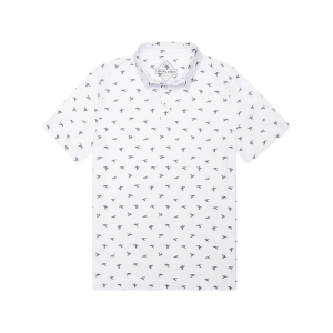 BURLEBO Men's Performance Short Sleeve Polo Ducks Flying In Large