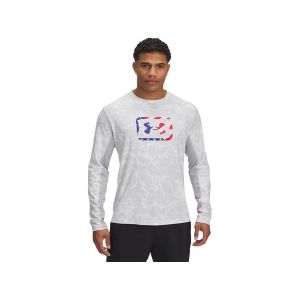 UNDER ARMOUR Men's Fish Pro Freedom AOP Shirt Mod Gray/Royal 2XL