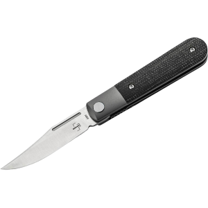 Boker Knives Modern Barlow Pocket Knife 2.52" Clip Point Nitro-V Satin Blade Micarta Handle Black - Boker Knives