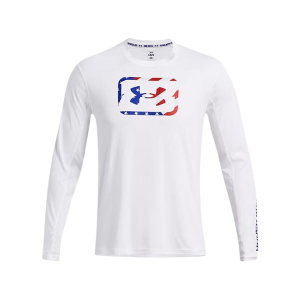 UNDER ARMOUR Men's Fish Pro Freedom Hook Shirt White/Royal/Red 2XL