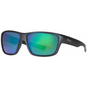 Huk Men's Spar Polarized Sunglasses Matte Black Frame Green Mirror Lens - Huk