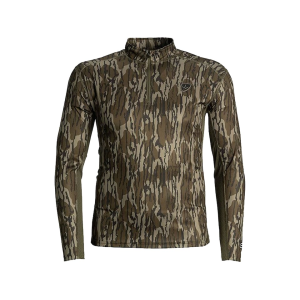 BLOCKER OUTDOORS Men's Finisher Turkey Performance Quarter Zip Shirt Mossy Oak Bottomland Large