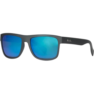 Huk Men's Clinch Polarized Sunglasses Matte Black Frame Blue Mirror Lens - Huk