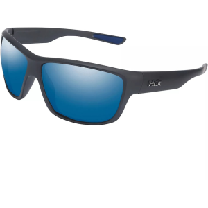 Huk Men's Spar Polarized Sunglasses Matte Black Frame Blue Mirror Lens - Huk