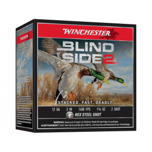 chester Blind Side 2 Ammunition 12 Gauge 3 1-3/8 Oz #2 Steel Shot Case Of 250 (10 Boxes Of 25) Ammo