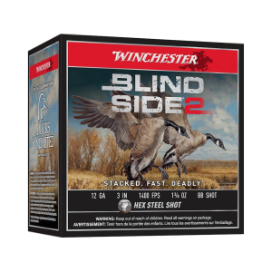 Winchester Blind Side 2 Ammunition 12 Gauge 3" 1-3/8 oz #BB Steel Shot Case of 250 (10 Boxes of 25)