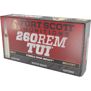 FORT Scott Munitions Tui 260 Remington Ammo 130 Grain Solid Lead Free Box Of 20