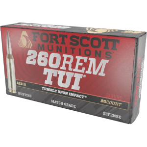 FORT Scott Munitions Tui 260 Remington Ammo 123 Grain Solid Lead Free Box Of 20
