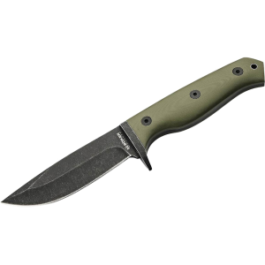 Boker Knives Bushcraft Drop Fixed Blade Knife 4.25" Drop Point 440A Black Stonewash Blade G-10 Handle OD Green - Boker Knives