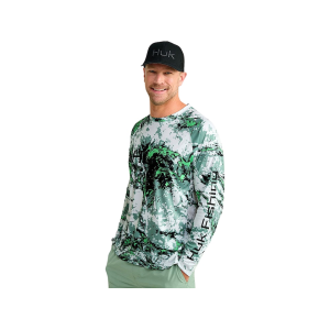 Huk Men's Pursuit Mossy Oak Printed Shirt Fog Green XL - Huk