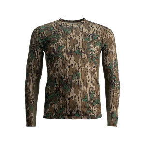 BLOCKER OUTDOORS Men's Finisher Turkey Performance Long Sleeve Crew Neck Shirt Mossy Oak Greenleaf Medium