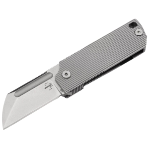 Boker Knives BabyX Pocket Knife 1.57" Sheepsfoot D2 Satin Blade Stainless Steel Handle Gray - Boker Knives