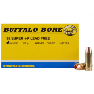 falo Bore 38 Super P 115 Grain Barnes TAC-XP Solid Hollow Point Lead Free Box Of 20 Ammo