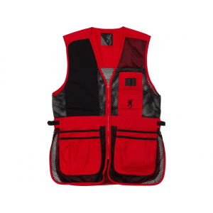 Browning Trapper Creek Men's Shooting Vest Right Hand Cotton/Polyester Red/Black Large - Browning