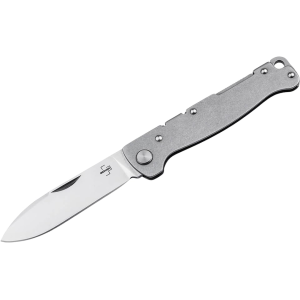 Boker Knives Atlas Backlock Pocket Knife 2.8" Drop Point D2 Satin Blade Steel Handle Steel Stonewash - Boker Knives