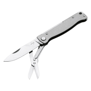 Boker Knives Atlas Multi SW Pocket Knife 2.64" Drop Point Sandvik 12C27 Satin Blade Stainless Steel Handle Steel Stonewash - Boker Knives