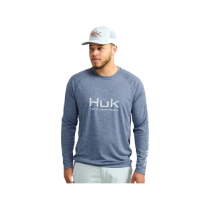 Huk Men's Pursuit Crew Shirt Naval Academy Heather 2XL - Huk