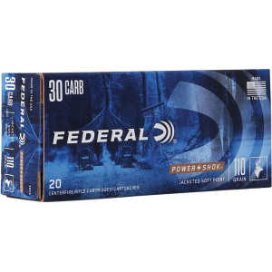 Federal Power-Shok 30 Carbine Ammo 110 Grain Jacketed Soft Point Box of 20