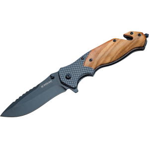 Boker Knives Blomkvist Pocket Knife 3.35" Drop Point 440A Black Titanium Blade Olive Wood Handle Brown - Boker Knives
