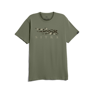 SITKA GEAR Men's Icon Flag Short Sleeve Crew Neck T Shirt Olive Green Medium