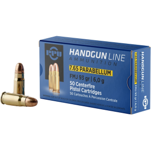 PPU 30 Luger Ammo 93 Grain Full Metal Jacket Box Of 50