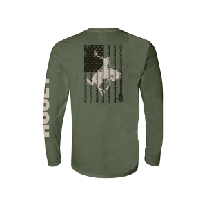 HOOEY Men's Bronc Flag Long Sleeve T Shirt Military Green 2XL