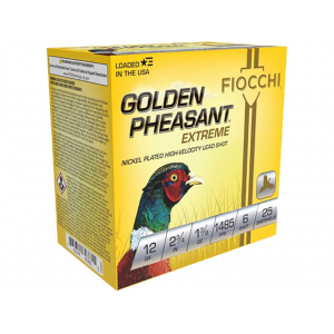 cchi Golden Pheasant 12 Gauge 2-3/4 #6 Nickel Plated Lead Shot 1-3/8 Oz Box Of 25 Ammo