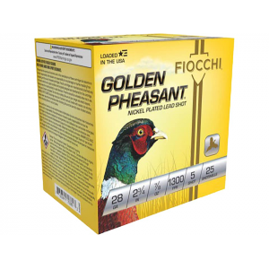 cchi Golden Pheasant 28 Gauge 2-3/4 #5 Nickel Plated Lead Shot 7/8 Oz Box Of 25 Ammo