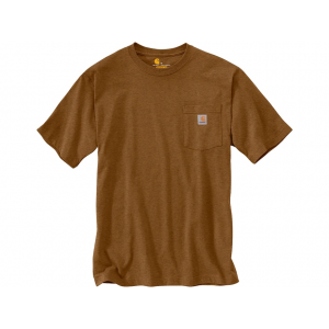 CARHARTT Men's K87 Loose Fit Heavyweight Short Sleeve Crew Neck Pocket T Shirt Oiled Walnut Heather 3XL