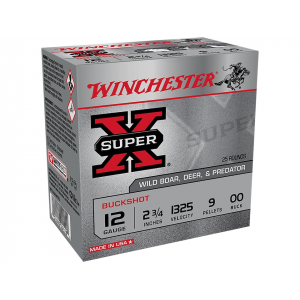 chester Super-X 12 Gauge 2-3/4 #00 Buckshot 9 Pellets Oz Box Of 25 Ammo