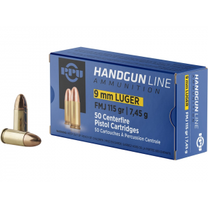  9mm Luger 115 Grain Full Metal Jacket Box Of 50 Ammo