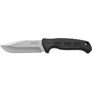 Camillus Hawker Fixed Blade Knife 4" Drop Point 420 Satin Blade TPR Overmold Handle Black - Camillus