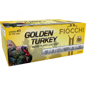 cchi Golden Turkey 12 Gauge 3 #4 Nickel Plated Lead Shot 1-3/4 Oz Box Of 10 Ammo