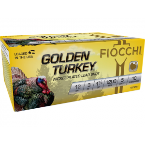 cchi Golden Turkey 12 Gauge 3 #5 Nickel Plated Lead Shot 1-3/4 Oz Box Of 10 Ammo