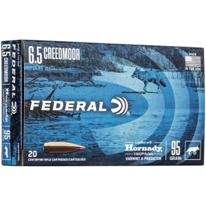 eral Varmint & Predator 6.5 Creedmoor 95 Grain Hornady V-Max Polymer Tip Case Of 200 (10 Boxes Of 20) Ammo
