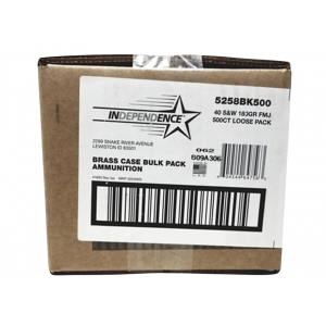 ependence Ammunition 40 S&W 180 Grain Full Metal Jacket Box Of 500 (Bulk) Ammo