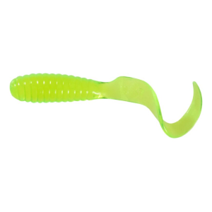 Mister Twister Teenie Curly Tail 2" Grub Chartreuse 20PK - Mister Twister