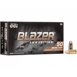 BLAZER Brass 9mm Luger Ammo 115 Grain Full Metal Jacket Case Of 1000 (20 Boxes Of 50) 10076683052008 136233