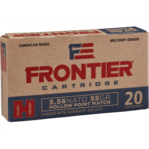 ntier Cartridge Military Grade 5.56x45mm NATO 55 Grain Hornady Match Jacketed Hollow Point Box Of 20 Ammo