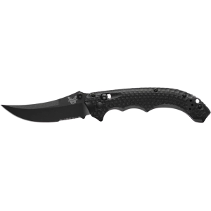 Benchmade Benchmade Mini Bedlam Pocket Knife 3.45" Parially Serrated Scimitar CPM-S90V Black Blade G-10 Handle Black - $350.00 at MidwayUSA