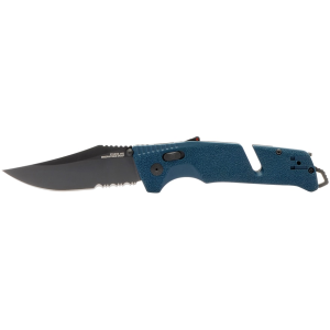 SOG Trident AT Pocket Knife 3.7" Partially Serrated Clip Point Cryo D2 Titanium Nitride Blade Glass Reinforced Nylon (GRN) Handle Uniform Blue - Sog