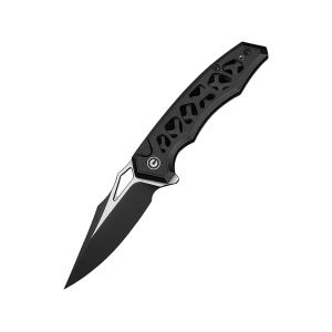 CIVIVI Anaaki Pocket Knife 2.98" Drop Point Nitro-V Black Stonewash Blade Aluminum Handle Black - Civivi