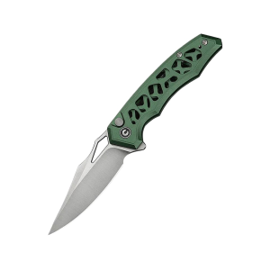 CIVIVI Anaaki Pocket Knife 2.98" Drop Point Nitro-V Satin Blade Aluminum Handle Green - Civivi
