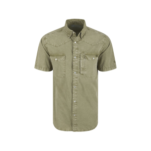 DRAKE Men's Cinco Ranch Acid Wash Shirt Oil Green Large