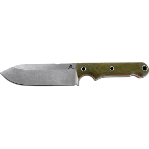 White River Knives Firecraft 5 Fixed Blade Knife 5" Drop Point CPM S35VN Stonewashed Blade Micarta Handle Green - White River Knives
